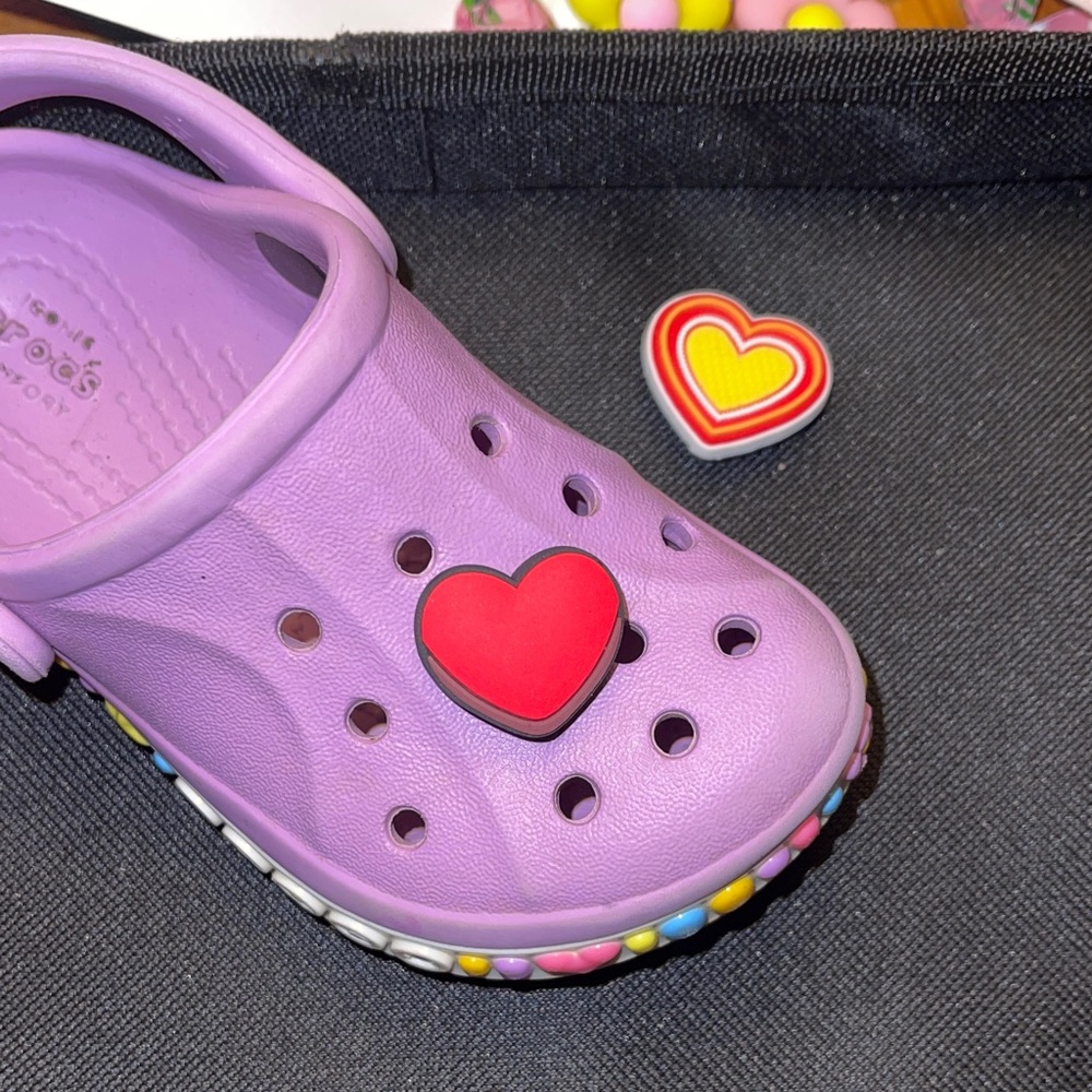 JIBBITZ CROC SHOE CHARMS! Shoe not included. 
Two Heart Charms. - Picture 2 of 3